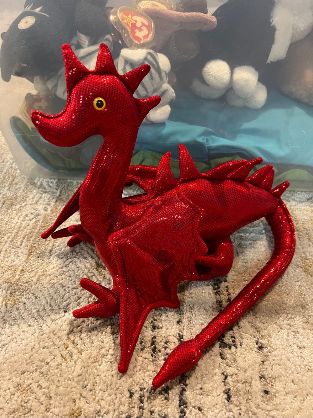 Plush bean bag dragon red z31